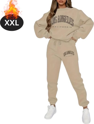 Nivard Joggingpak - Huispak - Volwassenen - Trainingspak - Comfortabel - Joggingsbroek - Tracksuit - Dames - Winter - Abrikoos - XXL