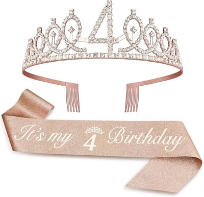 Joya Party® Verjaardagsset | Kroontje en Sjerp | Verjaardag | Verjaardagsfeest | Versiering Kinderfeestje | Leeftijd 4 jaar