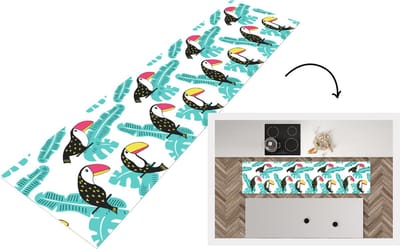 Keukenloper - Loper keuken - Patroon - Jungle - Toekan - 200x50 cm - Keukenloper vinyl