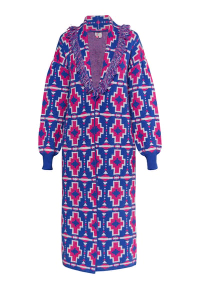 IZIA Gebreide jas Dames BLAUW ROZE WIT