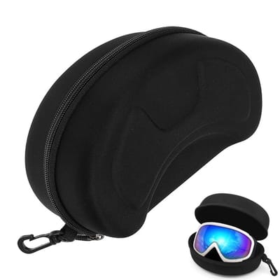 Skibril case - Zonnebrillenetui - Brillenkoker - Brillenetui - Skibril opbergdoosje - skibril beschermhoes - opbergdoos - beschermhoes - met haak - voor skibrillen, zonnebrillen, sportbrillen, zonnebrillen en leesbrillen - 20*12*11 cm - zwart