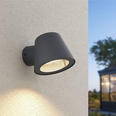Lindby - Wandlamp buiten - 1licht - Aluminium, glas - H: 11.1 cm - GU10 - antraciet