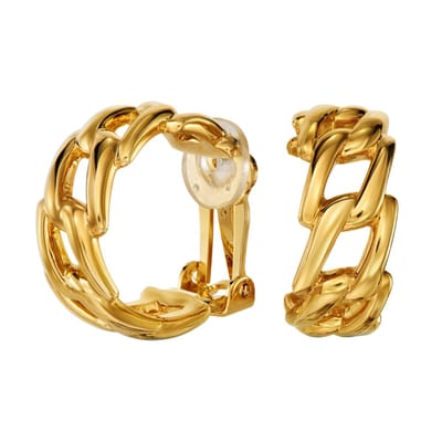 Traveller Clip Oorbellen - Oorringen - Oorclips Dames - 22 Karaat Verguld - Schakel Design - 25mm - 157887