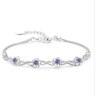 Bracelets De luxe en argent Sterling 925 violet blanc zircone fleur De prunier Bracelets et Bracelets pour femmes Pulseira De Prata violet