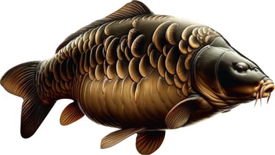 Vissticker Dark Mirror 50 cm Rechts Vis Sticker Spiegelkarper Vis Vissen Carp Stickers Karpersticker