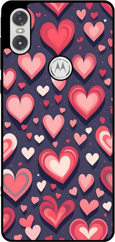 Smartphonica Telefoonhoesje Geschikt voor Motorola One P30 Play met Hartjes Opdruk - TPU Backcover Case With Heart Design geschikt voor Motorola One P30 Play