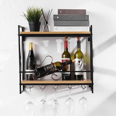 MMP® Wijnrek Muur - Wijnrek - Wijnrekken - Zwart - ‎20cm x 60cm x 54cm