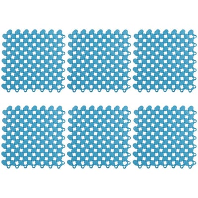 6 stuks 20x20cm Antislip Ineengrijpende Vloermat voor Keuken Badkamer Douche Zwembad Balkon(Blauw ) blauw