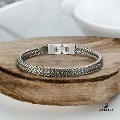 Leerella Vergulde RVS Armband – Zilverkleur 21 cm – Unisex – 6mm Breed – Tijdloos Cadeau voor Elke Gelegenheid