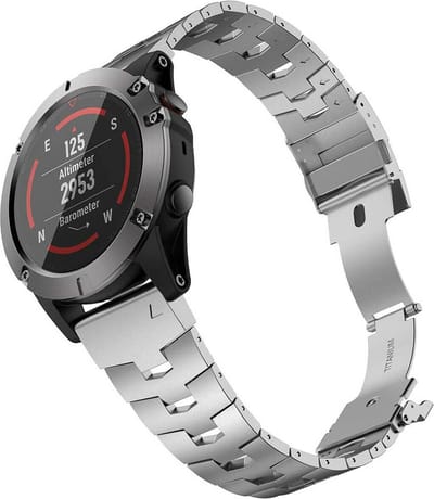 Strap-it Titanium bandje geschikt voor Garmin Fenix 9 (Pro) 51mm / Fenix 8 (Pro) 51mm / Garmin Fenix 7x (Pro - Sapphire Solar) / Fenix 6x (Pro - Sapphire) / Fenix 5x (Plus) / Fenix 3 / Epix Pro (Gen 2 - 51mm) / Enduro 1-2-3 - Zilver