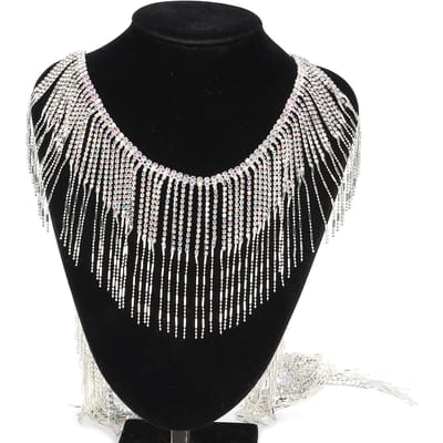 Strass Ketting Cup Glanzend Kristalglas Kwasten Decoratie voor Knutselen Naaien DIY 1 YardZilver AB black