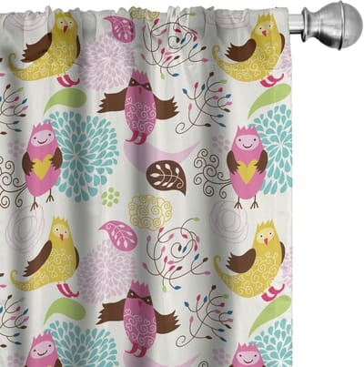 ABAKUHAUS Kinder gordijnen Vivid Flora – 2x75x225 cm, mikrofaser