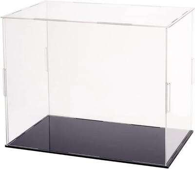 Plastic minifiguur displaykisten 26 x 16 x 20,5 cm Transparante stofdichte actiefiguur displaykist met zwarte basis Displaykast voor modellen, bouwstenen, poppen en verzamelingen