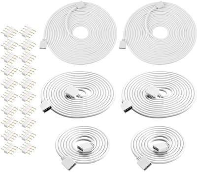 LED Strip Connectoren - Verlengkabels - Verlichting Installeren - Soldeerloos - Set van 6 - Wit