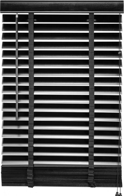 Houten Jaloezie Zwart - 60x180 cm (BxH) - Raamdecoratie - Lamelbreedte 50 mm - inc. Bedieningskoord en Draaistang - Eenvoudig op maat maken en monteren
