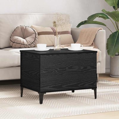 vidaXL - Salontafel - Zwart - Eiken - 60 - x - 44,5 - x - 45 - cm - Bewerkt - hout
