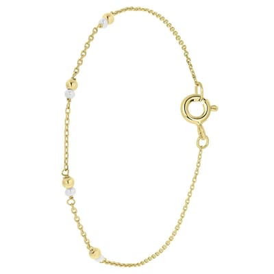Lucardi Dames Armband zoetwaterparels - Echt Zilver - Armband - Cadeau - 18 cm - Goudkleurig
