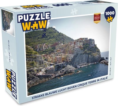 Puzzel Strakke blauwe lucht boven Cinque Terre in Italië - Legpuzzel - Puzzel 1000 stukjes volwassenen