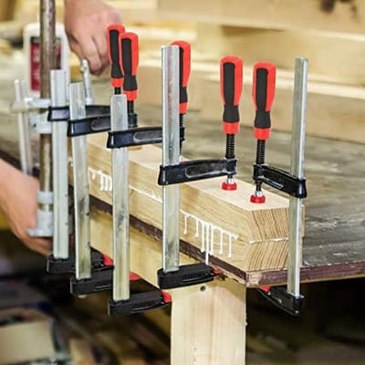 Set van 4 zware F-klemmen voor houtbewerking - Snelle ontgrendeling, soepele glijbeweging, ideaal voor DIY-projecten en timmerwerk
