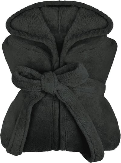 npluseins extra zachte badjas met capuchon van knuffelfleece - in moderne kleuren en verschillende maten - unisex & kuitlengte