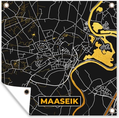 Tuin poster Kaart - Maaseik - Plattegrond - Stadskaart - Goud - 200x200 cm - Tuindoek