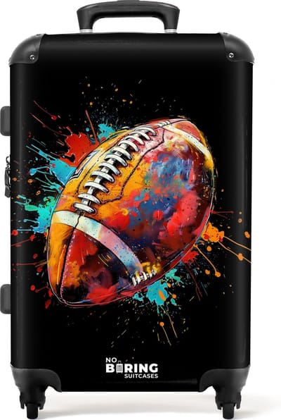 NoBoringSuitcases.com® - Koffer groot - Rolkoffer lichtgewicht - Rugbybal met kleurrijke graffiti - Reiskoffer met 4 wielen - Grote trolley XL - 20 kg bagage