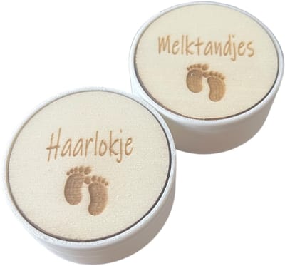 Set melktanden- en haarlokdoosje | voetjes | tandendoosje | eerste haarlokje | bewaardoosjes set