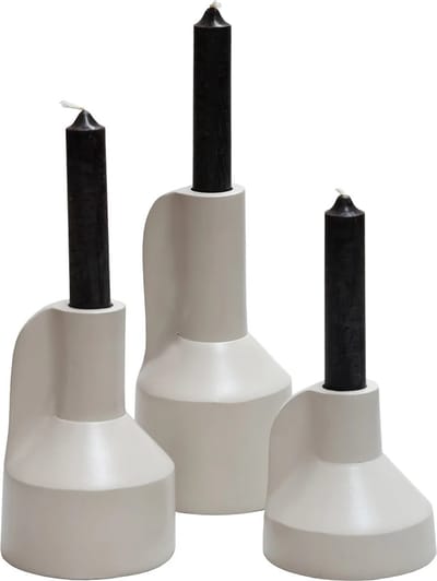 Kandelaars / vaasjes Alota | Beige - Ivory | Set van 3 | Ø9 x H17/13/9 cm