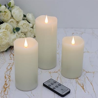 Vlamloze Kaarsen Set van 3 met Timer en Afstandsbediening | 5" 6" 7" Hoogte en 800+ Uur Brandduur