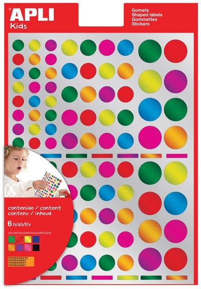 Apli Kids stickers | cirkel | blister met 624 stuks in geassorteerde metallic kleuren en groottes