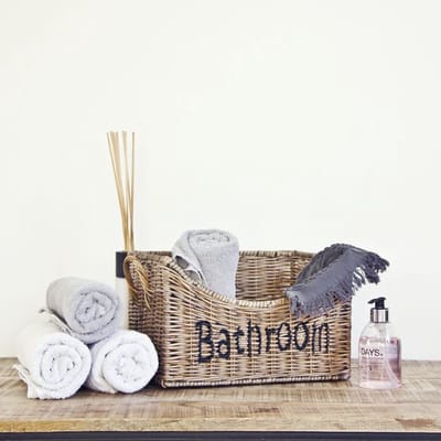 Rieten Mand - Naturel - 24×18×9cm - 'Bathroom' - Rieten Opbergmand - Het Mandenhuys