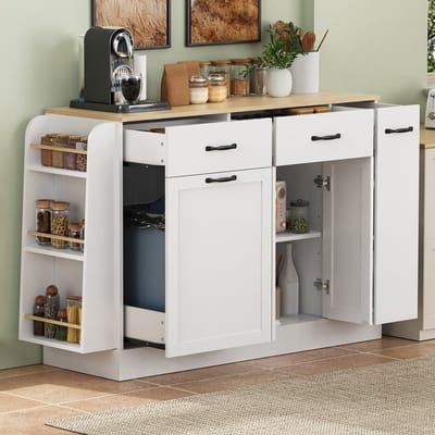 Komhtom Dressoir - Wit - Met Lades en Opbergruimte - Voor Woonkamer, Eetkamer en Keuken