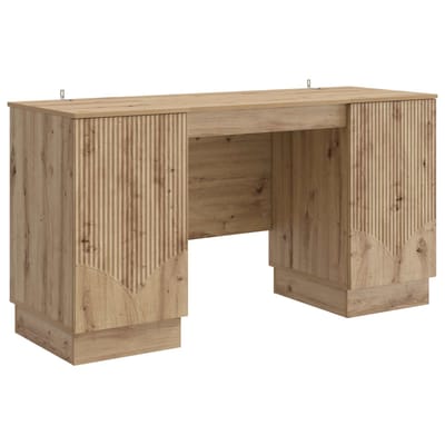 vidaXL - Bureau - Artisanaal - eiken - 142,5 - x - 50 - x - 75 - cm - Bewerkt - hout