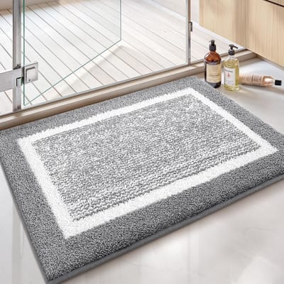 Zachte en Antislip Badmat van Microvezel, Machinewasbaar, Absorberend, Perfect voor Badkamer (Grijs, 51 x 81 cm)