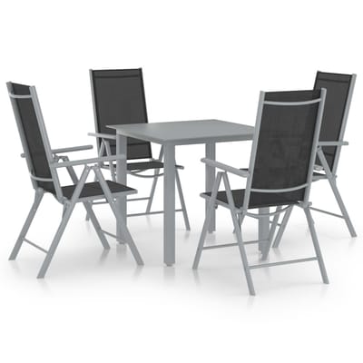 vidaXL - 5-delige - Tuinset - aluminium - zilverkleurig - en - zwart