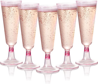 Matana – 24 Plastic Champagneglazen, 150ml – Roze – Herbruikbaar – Voor Bruiloften, Verjaardagen & Feesten