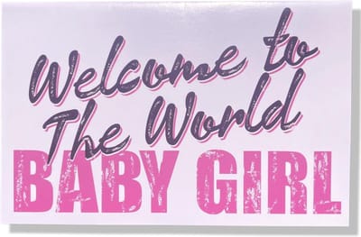 Welcome to the World Baby Girl! - Luxe Geboortekaartje Meisje - 12x17cm - Gevouwen wenskaart met envelop