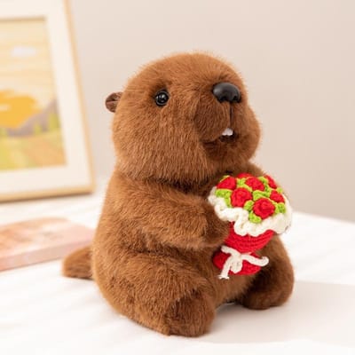 Mignon Panda Roux Câlin Bouquet de Fleurs Peluches Raton Laveur Peluche Marmotte Peluche Cadeau Saint-Valentin Cadeau de Confession about 17-20cm brun foncé