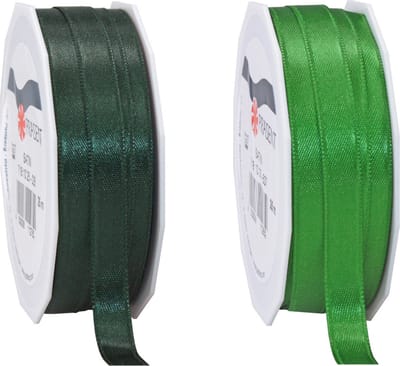 Glorex hobby - Satijn cadeau inpak deco sierlint - 2 tinten groen - 25 meter x 1 cm