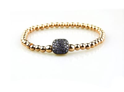 model Grazia armband in zilver roze verguld met tussenstuk gezet met blauwe cubic zirconia
