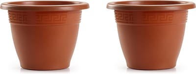 Plasticforte Plantenpot - 3x stuks - terracotta bruin - 22x17 cm - bloempot - kunststof - rond