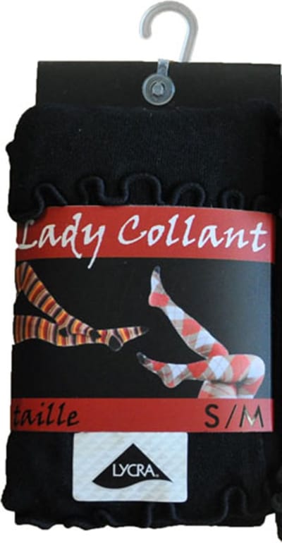 Dames collant 80% katoen- fantasie curly- 2 stuks- maat S/M - zwart