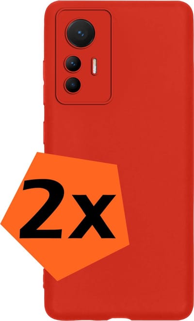 Hoes - 2 Stuks - Geschikt voor Xiaomi 12 Lite - Sterk & Shockproof - Case Siliconen - Back Cover - Telefoon Hoes - Rood