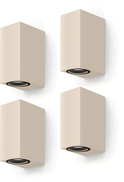 Calex Wandlamp Up & Downlight Bergamo – 2× GU10 – IP54 Water- en Stofbestendig – Geschikt voor Binnen en Buiten – Eenvoudige installatie – Rechthoek – Zwart – 4-Pack