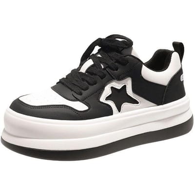 Lelijk Schattige Platform Grote Hoofd Schoenen Kinder Lente en Herfst Nieuwe Platform Brood Schoenen Casual Kleine Witte Schoenen 40 zwart
