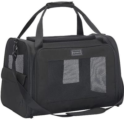 Transportbox voor katten en honden - Opvouwbare draagtas met schouderriem - Zwart - L