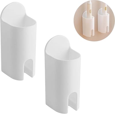 Elektrische Tandenborstel Houder - Wandbevestiging Set - Badkamer Organisatie - Zonder Boren Plakken - 2 Stuks - Wit