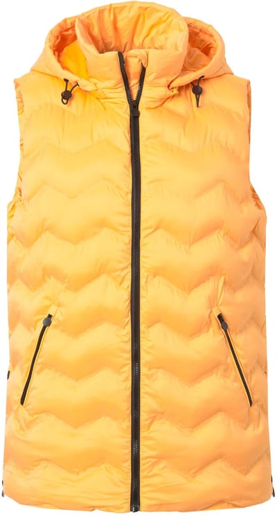 Ulla Popken - Dames - HYPRAR doorgestikte bodywarmer waterafstotend capuchon - Lichtoranje - Maat 42+