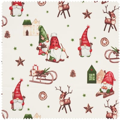 Motiefstof in linnenlook "Secret Santa wereld"