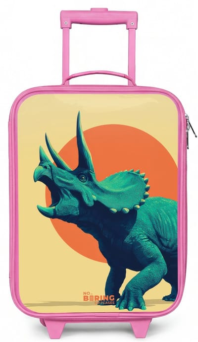 NoBoringSuitcases.com® - Kinderkoffer roze - Kindertrolley meisje - Hoornkrijger in de zon - Koffer kind lichtgewicht - Reiskoffer trolley voor kinderen - Koffertje met lichtgevende wieltjes - Rolkoffer
